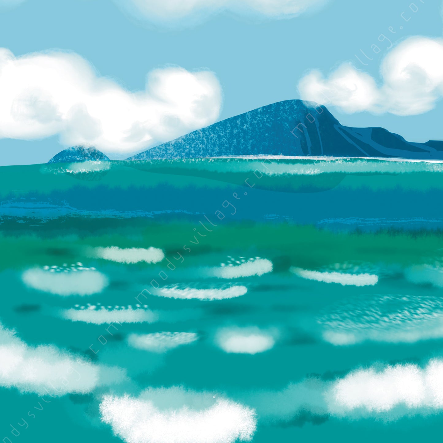 ทะเลในวันฟ้าใส (The Sea On A Bright Day) 8x8" Square